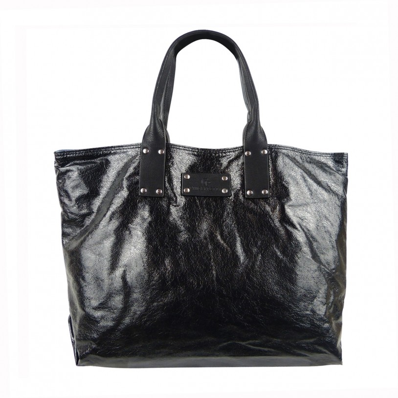 WOMEN'S SHOULDER BAG SHOPPER IN METALLIC LOOK AND JEANS SHCP631