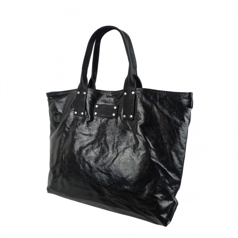 WOMEN'S SHOULDER BAG SHOPPER IN METALLIC LOOK AND JEANS SHCP631