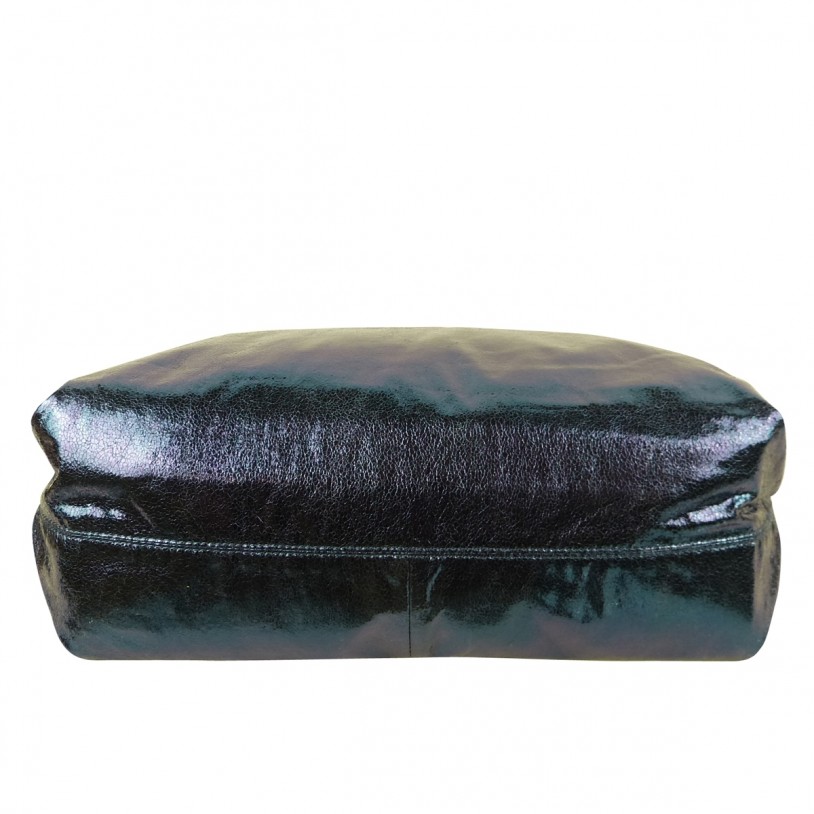 WOMEN'S SHOULDER BAG SHOPPER IN METALLIC LOOK AND JEANS SHCP631