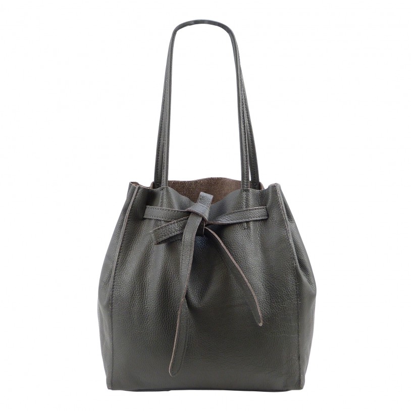 ITALIAN LADY'S SHOULDER BAG SHOPPER IN SHINY LEATHER SHG8956