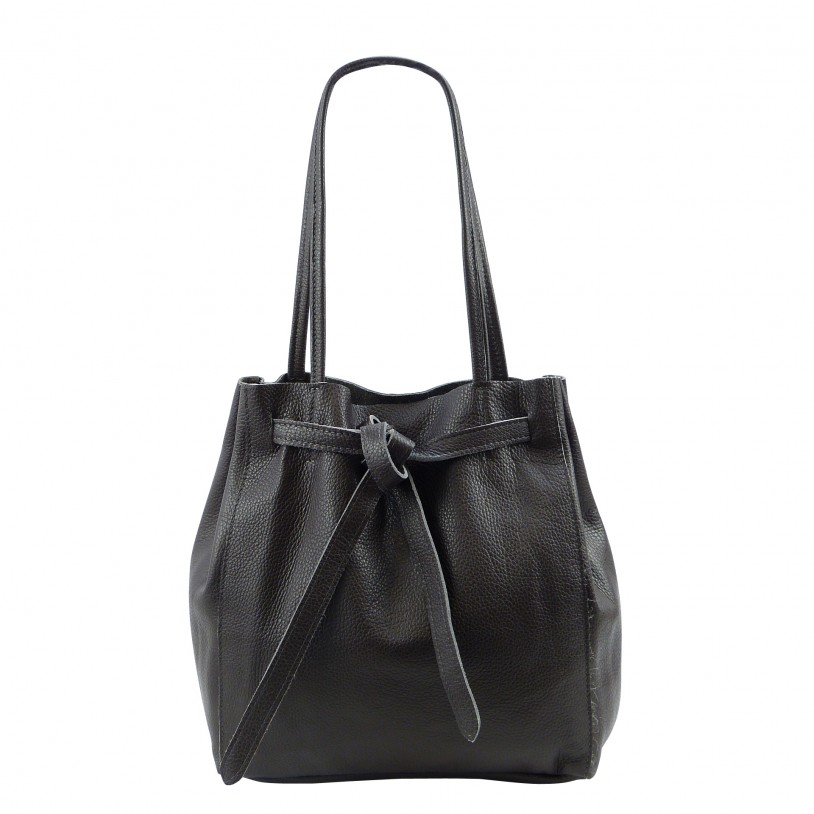ITALIAN LADY'S SHOULDER BAG SHOPPER IN SHINY LEATHER SHG8956