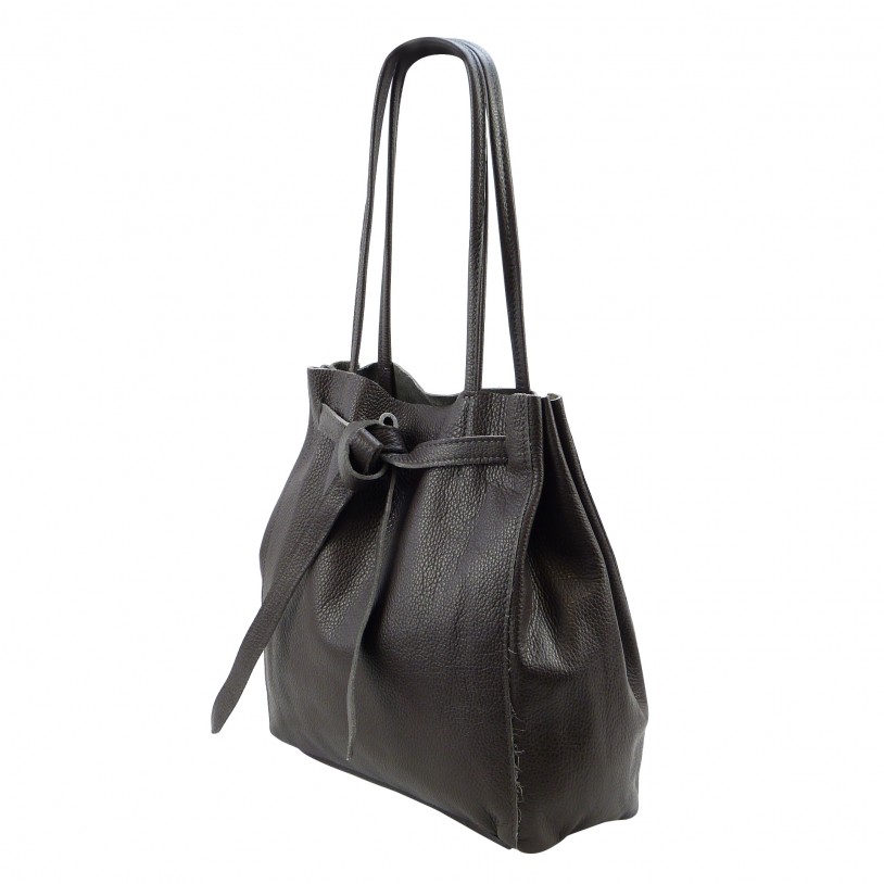 ITALIAN LADY'S SHOULDER BAG SHOPPER IN SHINY LEATHER SHG8956
