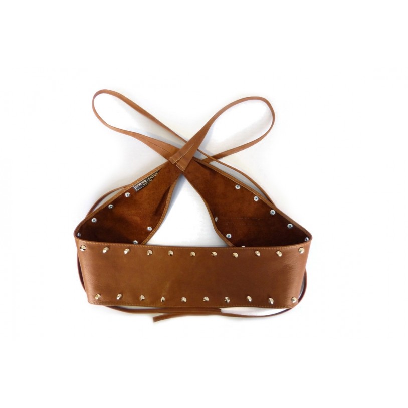 Ladies wrap belt with rivets in nappa leather SHGG1002