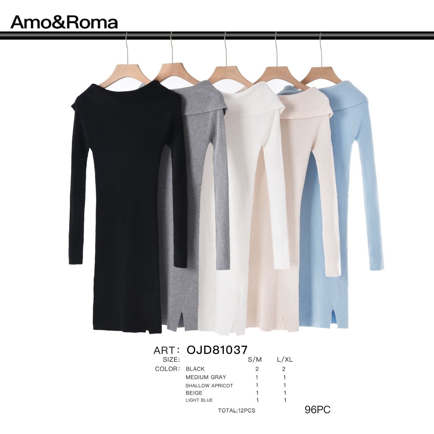 OJD81037 Women's Off-Shoulder Ribbed Knit Dress