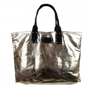 WOMEN'S SHOULDER BAG SHOPPER IN METALLIC LOOK AND JEANS SHCP631