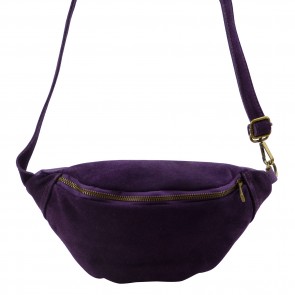 Italian Small Belt Bag Belly bag made of cow suede and grained leather SHG199