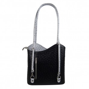 Ladies shoulder bag backpack made of cowhide in ostrich embossed SHST1707